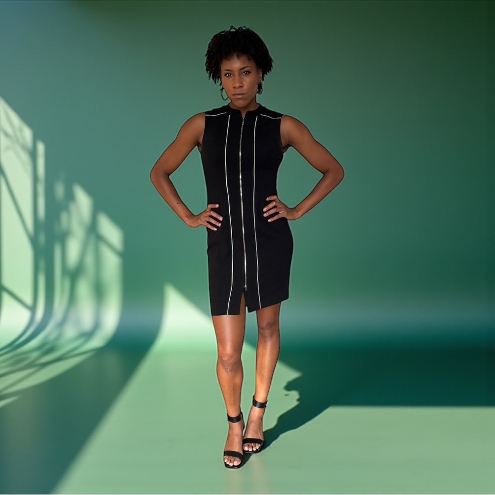Tommy Hilfiger Black Zip-Front Mini Dress